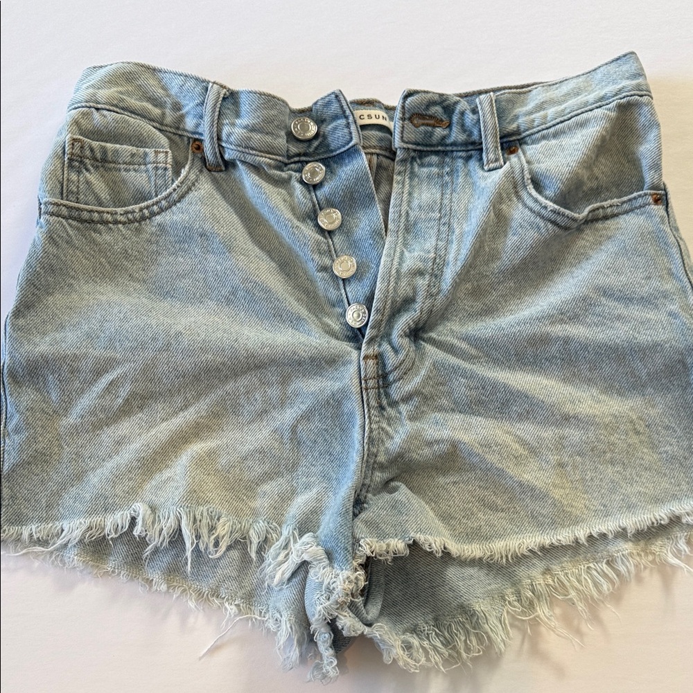 PacSun Light Blue Vintage High-Rise Button-Fly Denim Shorts Size 26‎